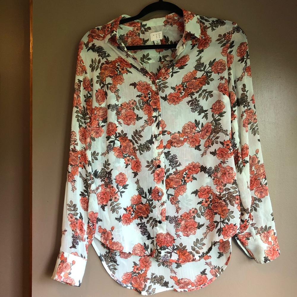 Floral Button-Up Blouse